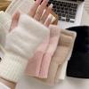 Mink Fleece Soft Winter Half Finger Gloves Women Winter TouchScreen Plush Warm Gloves Outdoor Knitted Fingerless Gloves Girls Wrist Mittens Writting