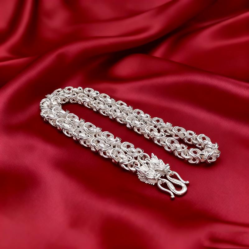 Серебряный кулон-дракон 999 пробы, Мужской, Ретро, Китайский стиль, Цепочка на ключицу с двумя головами дракона, Модный и Высококачественный