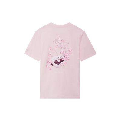 Li Ning SS22 Sakura Series однотонная повседневная футболка с круглым вырезом и коротким рукавом унисекс-топы светло-розового цвета AHSS917-2