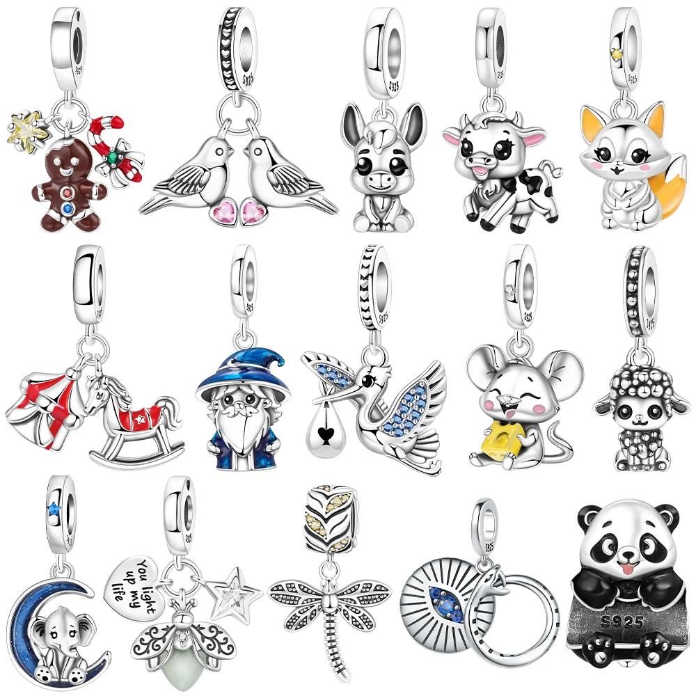Anniversary Charms Copper Original Cute Lamb Mouse Cheese Animal Fox Dragonfly Beads Fit Bracelet Women Jewelry Diy Gift