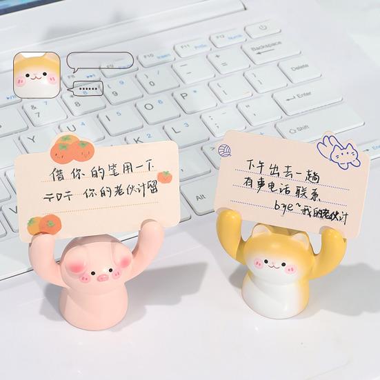 Настольная мультяшная статуя животного из смолы, очаровательная креативная форма, мини-размер, подставка для фото, зажим для заметок, держатель для заметок