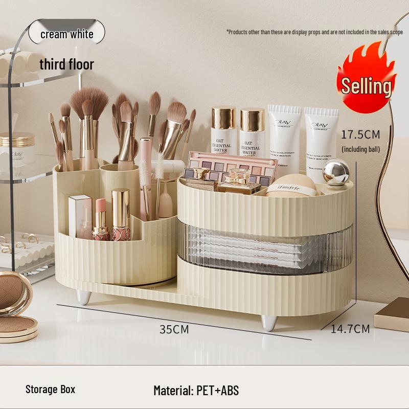 Высококлассный вращающийся настольный органайзер для косметики: Подставка большой вместимости для ухода за кожей, помады и ручек