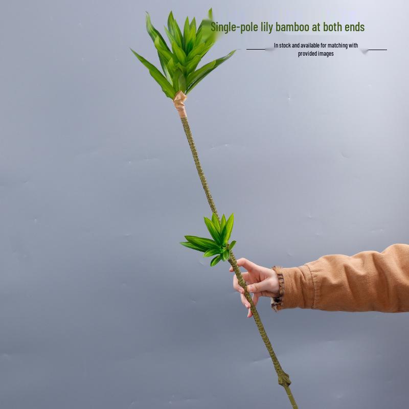 Artificial Lily Bamboo Plants - 2-Head Glue-Coated Decorative Floral Ornament
