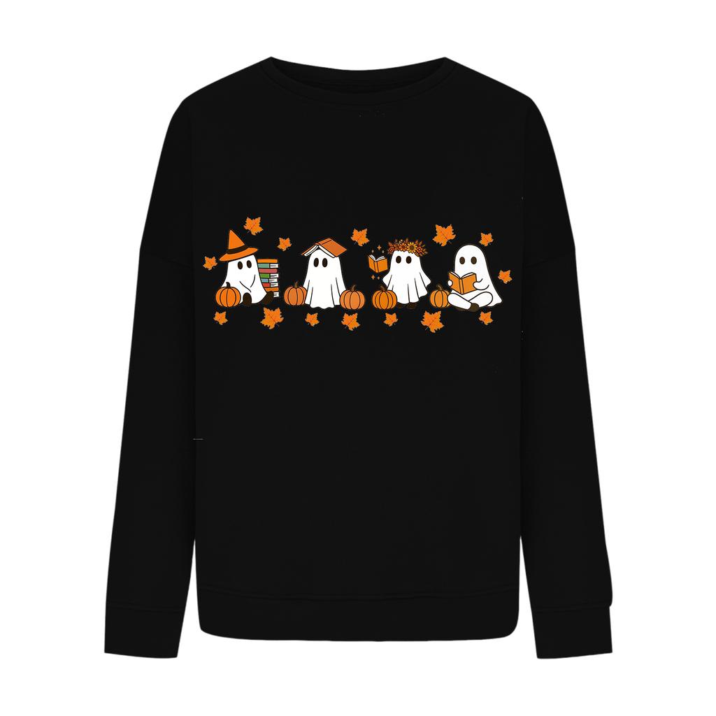 Женский повседневный модный свитшот с круглым вырезом и длинными рукавами с принтом на Хэллоуин