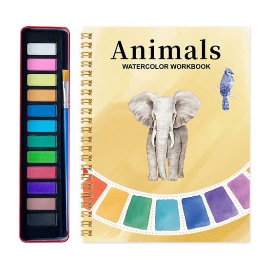 Набор для акварельной живописи для начинающих Пошаговое руководство по рисованию с 12 цветами Тема цветы животные