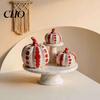 Thanksgiving Home Decorations Ceramic Pumpkin Sculpture, Modern Polka Dot Figurine, Farmhouse Tiered Tray Seasonal Ornaments Tabletop Decoration