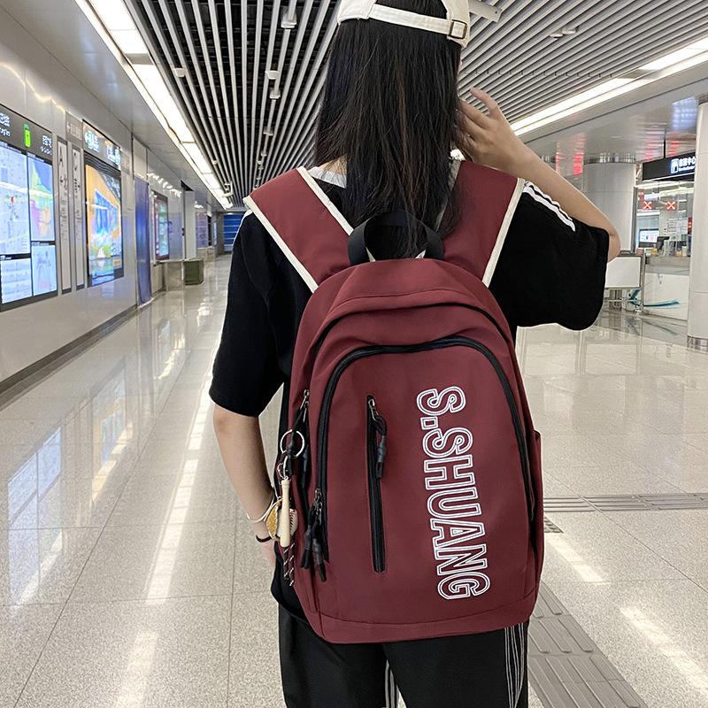 Schoolbag New Large Capacity American Trendy Cool Simple Fashion Versatile ins High Value School Bag Junior High School Student Backpack