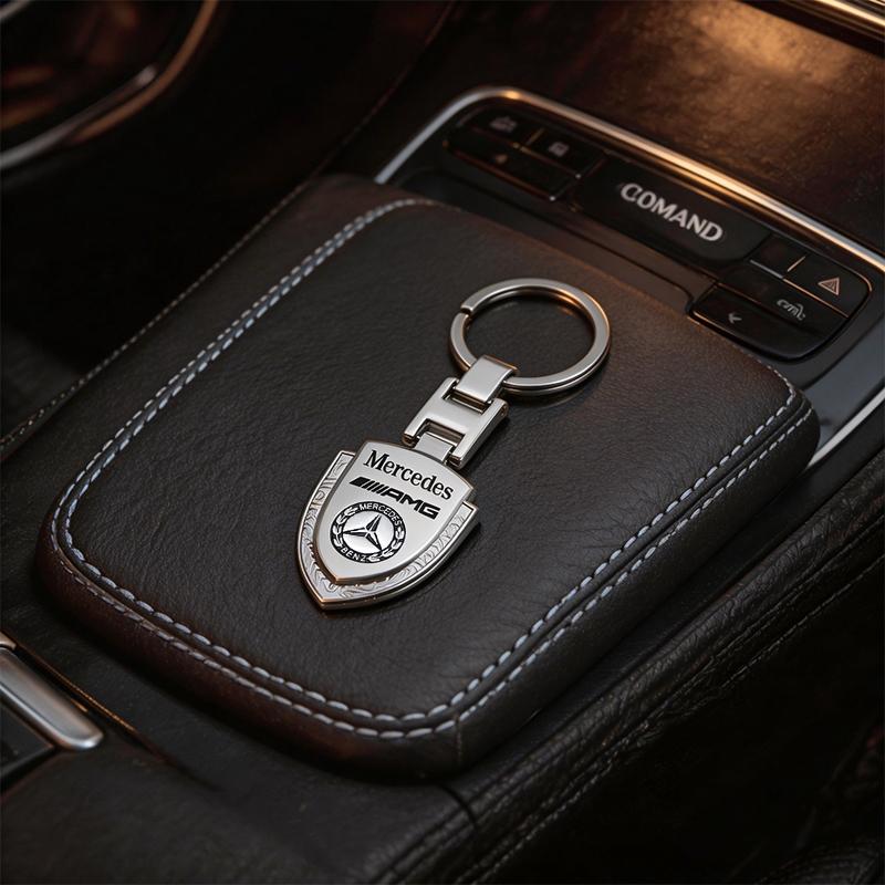 CRK1 1Pc Metal Car Key Ring Holder Shield Shape Crest Chrome For Mercedes Benz AMG W204 W205 W203 W211 W212 W213 W210 W124 W169 Mat