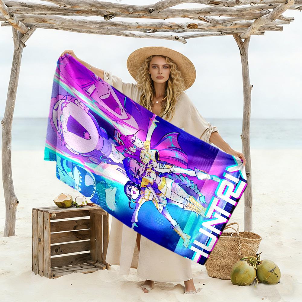 Demon Hunter Girls2 Beach Towel Quick-Dry Soft Microfiber Comfortable Lightweight Portable for Swimming,Beach,Camping, Travel