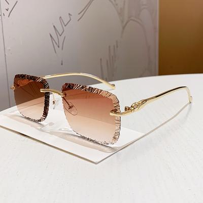 Модные дизайнерские солнцезащитные очки класса люкс Женские Мужские Леопардовые Безободковые Винтажные Элегантные Солнцезащитные очки Трендовые Милые Солнцезащитные очки