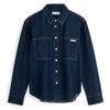 Классическая ретро-рубашка свободного покроя с квадратным карманом из денима, мужские рубашки темно-синего цвета J327310