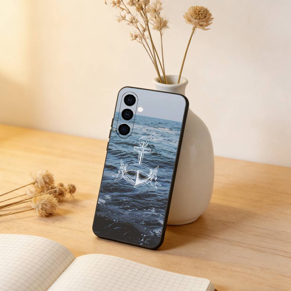 Чехол для телефона с рисунком 'Якорь' для Samsung Galaxy A73, A72, A71, A70, A53, A52, A51, Мягкий силиконовый черный чехол