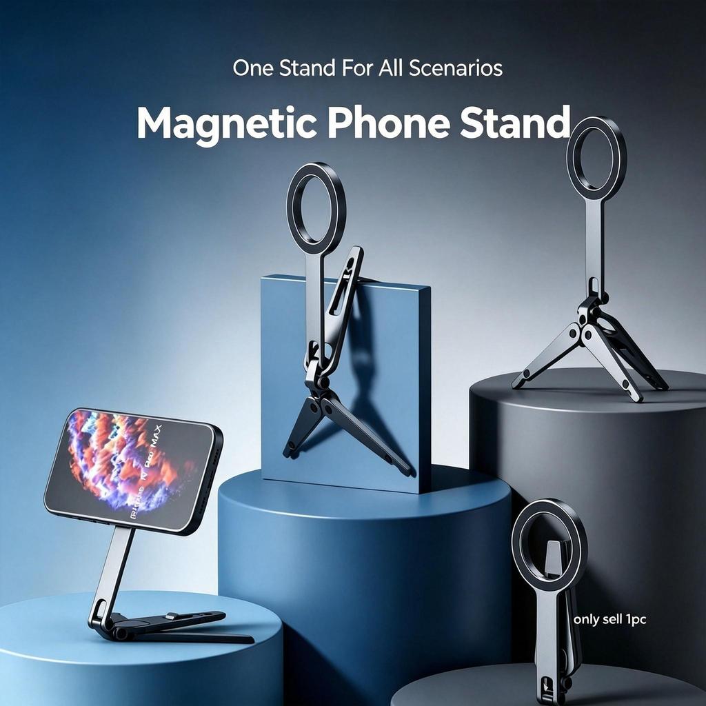 Magnetic Phone Tripod Stand 3 Modes Foldable Phone Holder 360° Adjustable Selfie Stick Tripod for Travel Vlogging Live Strea 7