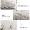 Cute, washable 3-piece ruffled duvet cover set, including a duvet cover, fitted sheet, and pillowcases. Ivory, suitable for both Western and Japanese-