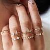 7Pcs Elegant Opening Rhinestones Ring Shiny Female Wear-resistant Temperament Finger Ring for