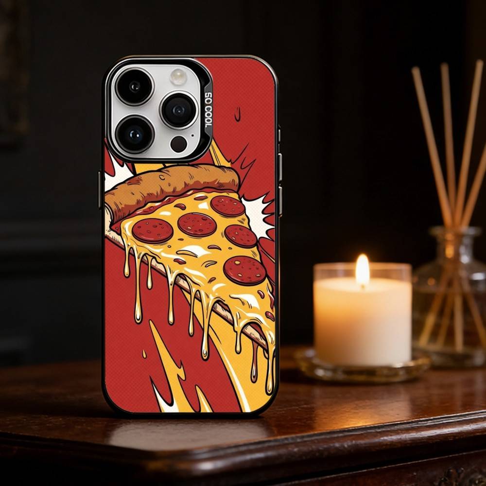 Вкусный чехол для телефона P-Pizza C-Cheese для iPhone 17 16 15 14 13 12 11 Pro Max Plus Серебристый Матовый Черный Чехол