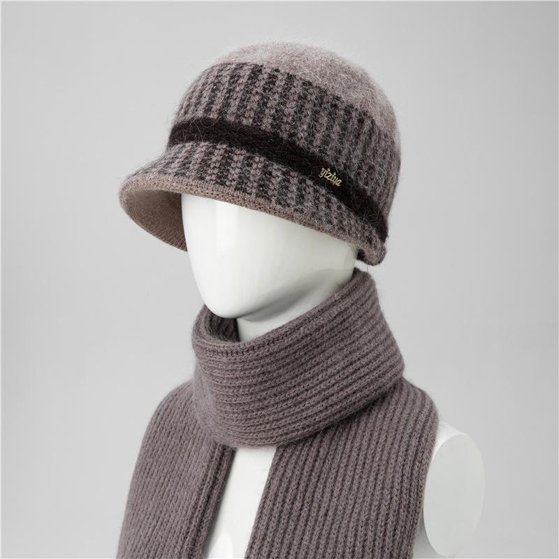 Hat Female Season Mom Grandma Rabbit Hair Thermal Basin Hat Fleece Thickened Old Lady Wool Hat