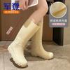 Women Rain Shoes Thickened High Barrel Waterproof Anti Slip Rain Shoes Fashion Work Outgoing Wear Resistant Shoes Trend Platform