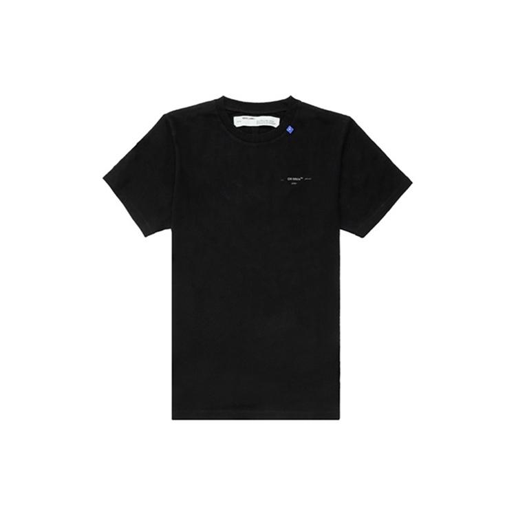 Off-White Unfinished Loose Round Neck Short Sleeve Black Men's OMAA038E191850031091