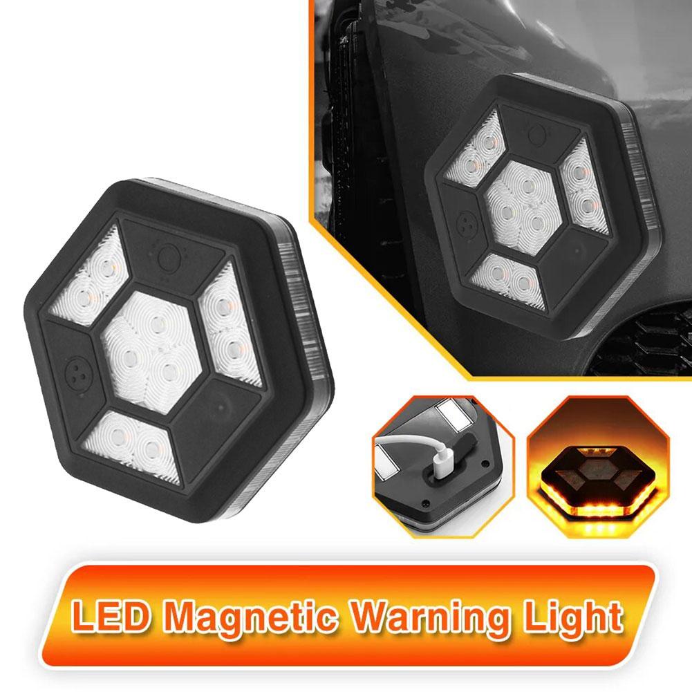 360 Degree Rotating LED Magnetic Warning Light Flashing Rechargeable Yellow White Traffic Safety Flash Car Safety Signal Light