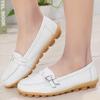 Women's Cowhide Nurse Shoes - Autumn/Winter, White, Casual, Flat Heels, Toe Design, Ideal for Middle-Aged and Elderly.