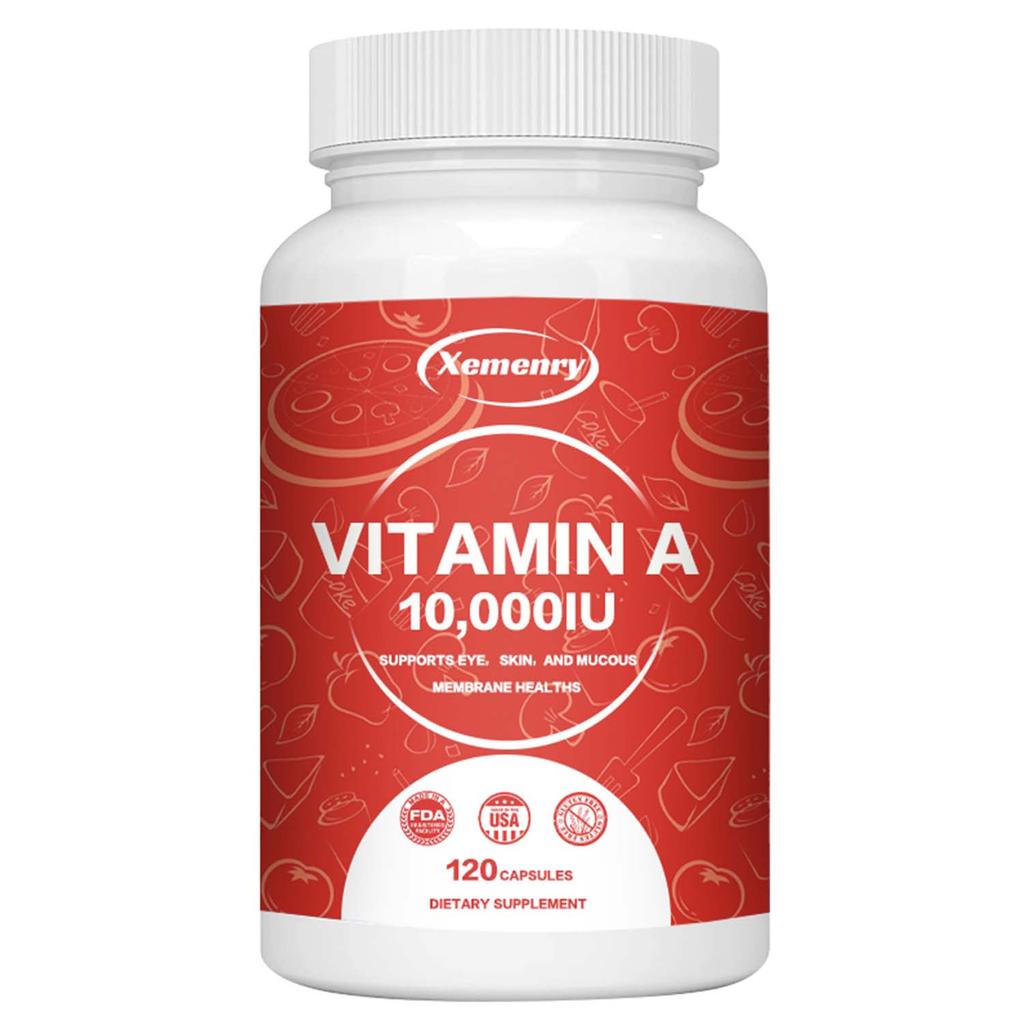 Xemenry Natural Vitamin A Capsules relieve eye fatigue, improve skin, support immunity, and are suitable for adults.