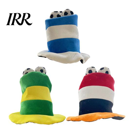 Breathable Football Headwear Soft Soccer Ball Plush Hat, Striped Sports Theme Party Top Fan Hat Game Cheerleading for Bars, Photo Booth Props, Themed