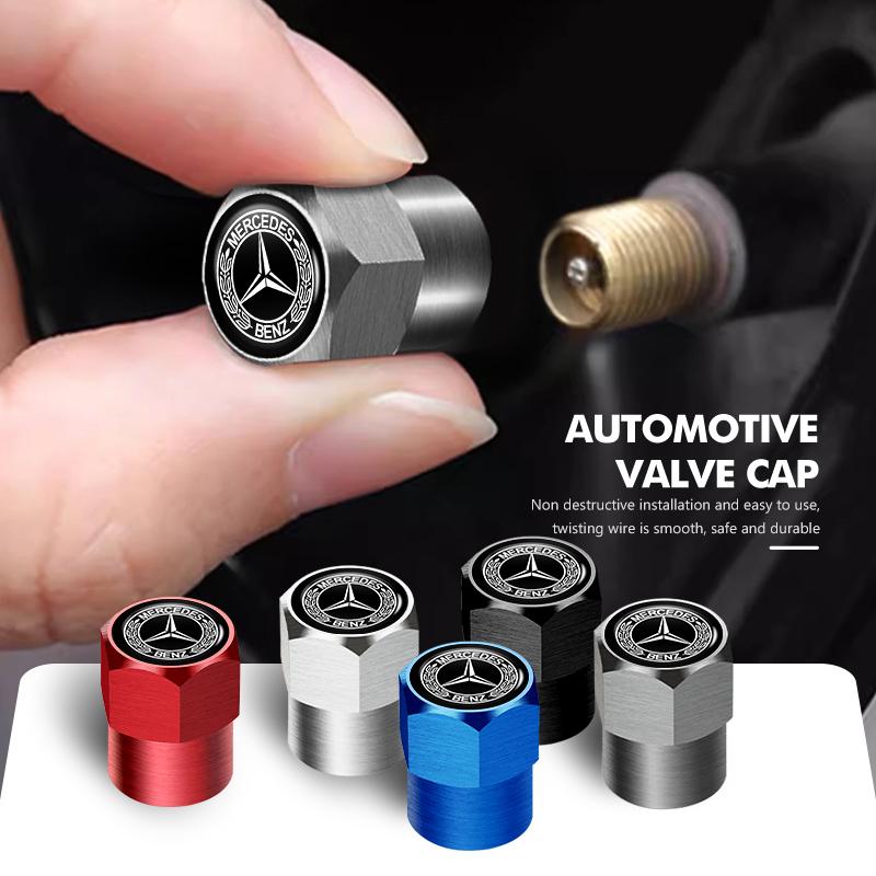 For Benz Car Aluminum Alloy Tire Valve Stem Caps Decorative Tires Dustproof Accessories AMG CLA CLS C180 C200 W204 W205