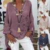 Plus Size Women Casual Long Sleeve Floral Print Loose V-neck Shirt Blouse Top