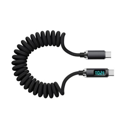 Подпружиненный зарядный кабель USB C 120 Вт Высокоскоростная передача питания Плетеный нейлоновый кабель Для нескольких устройств Кабель для передачи данных