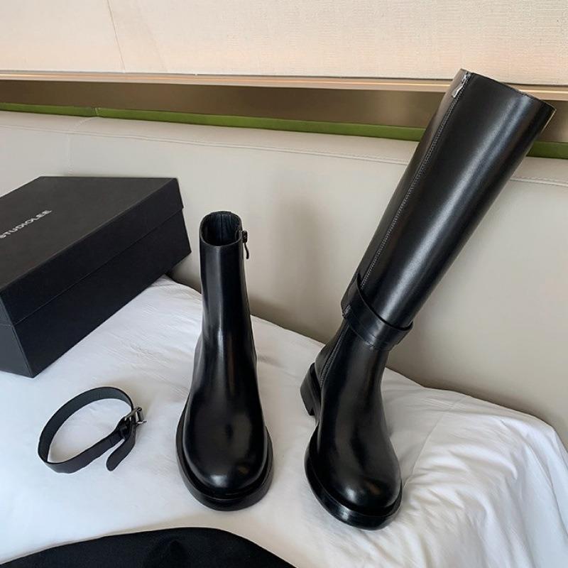 Cowhide~ Genuine Leather Boots for Women Wear Removable Knight Boots, High Boots, Thick-soled Thick-heeled Boots.