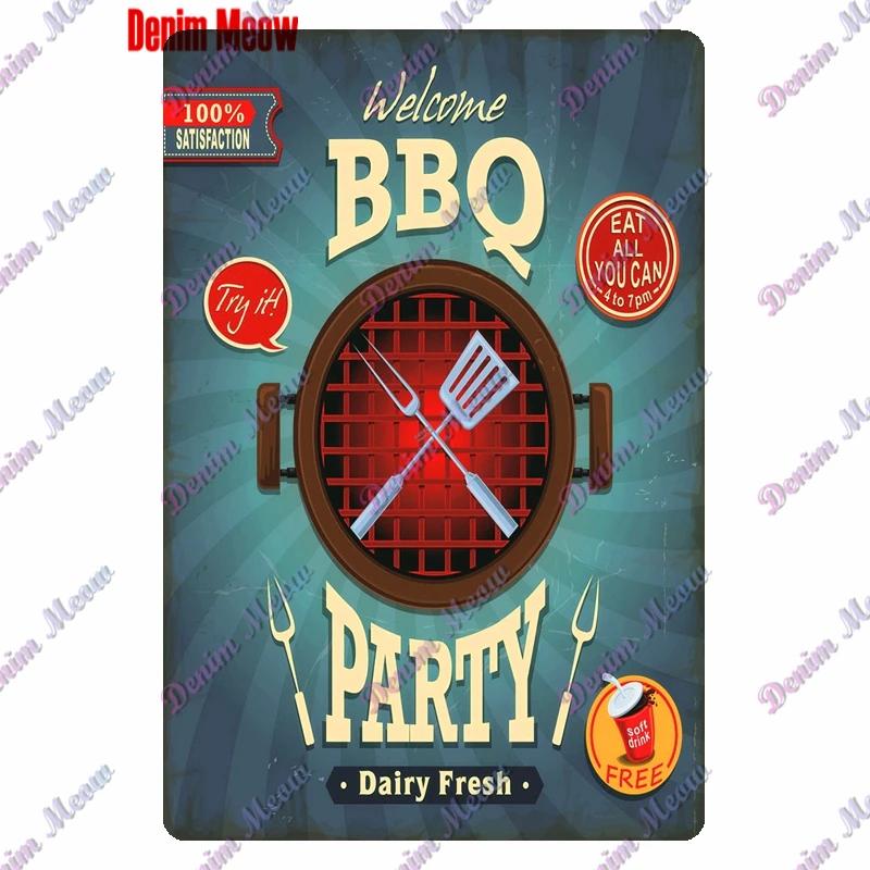 Ретро Металлическая Табличка для Вечеринки Барбекю Папина Зона BBQ Время Гриля Настенное Искусство Постер для Бара Паба Кухни Домашний Декор WY