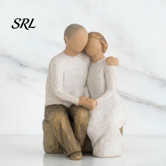 Sentimental Gift for Her Wooden Texture Resin Figurine, Hand Carved Mother & Child/Family/Couple/Dog Owner Abstract Figurine Living Room Statue,