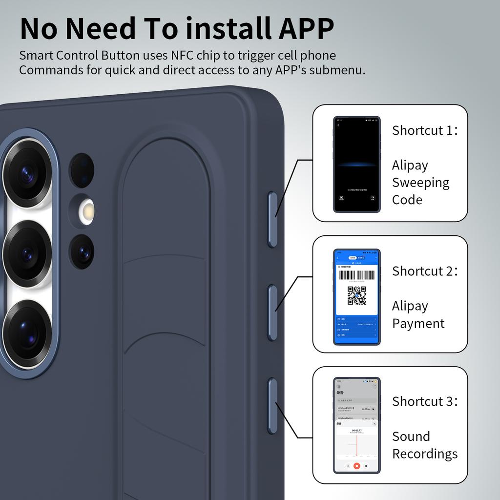 Чехол для Samsung Galaxy S24 Ultra Смарт-ключ Невидимый браслет Подставка PC+Силиконовый чехол для телефона