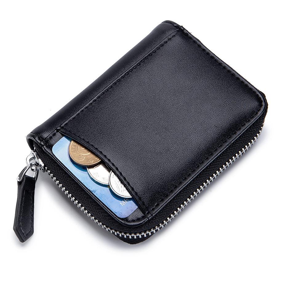 Модные сумки-держатели для монет из натуральной кожи, банковские кредитные карты, RFID-блокирующий кошелек для мужчин и женщин, тонкие небольшие монеты, ключи, карты, сумка на молнии