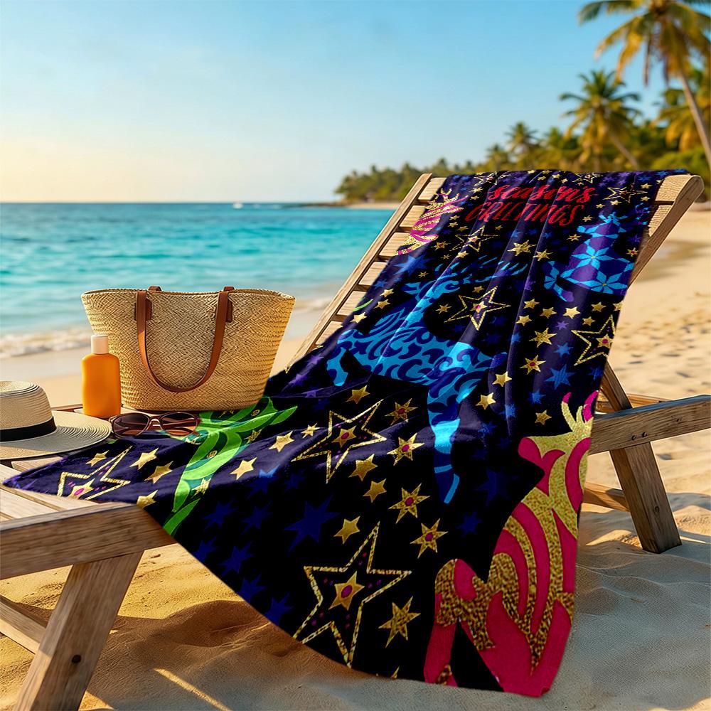 Christmas Beach Towel Quick-Dry Soft Microfiber Comfortable Lightweight