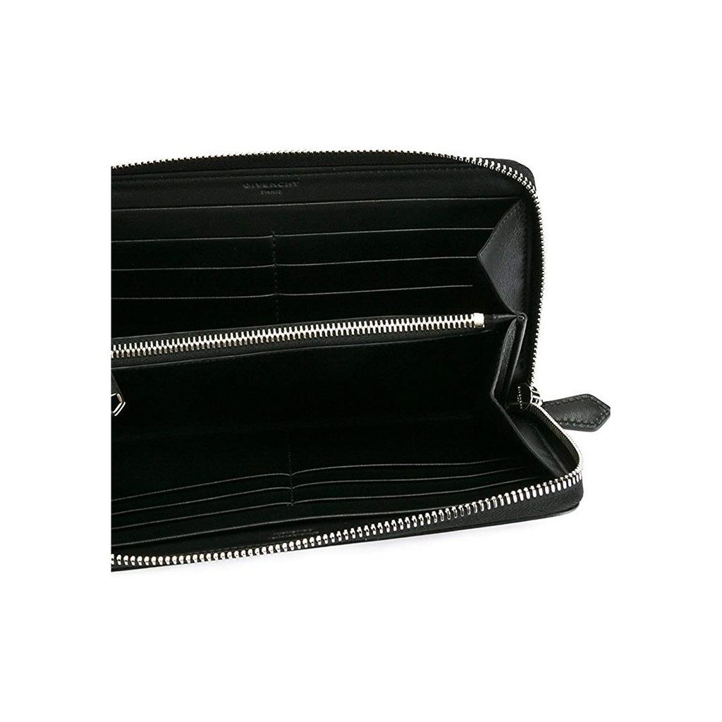 Givenchy Cute Deer Print Long Zipper Leather Clutch Coin Purse Wallet Women Clutch Black White BC06340493-001