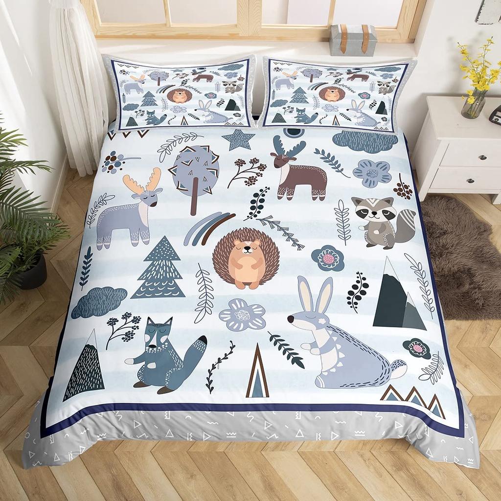 Милый пододеяльник с изображением ежа для подростков, полный комплект постельного белья с изображением бегущих животных, современный комплект постельного белья с изображением мягкого милого ежа, 3 шт.