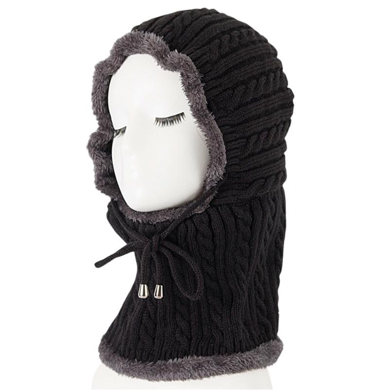 Autumn Winter Hat Men's Women's Knitting Hats & Caps Wool Cycling Cold Protective Ear Cap Fried Dough Twists One-piece Plush Thickened Pullover Hat