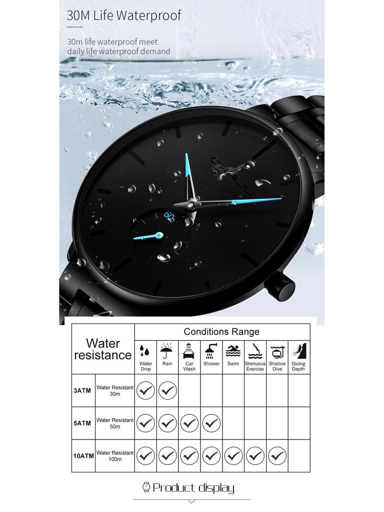 CRRJU 2150 Men's Ultra-thin Waterproof Steel Band Watch