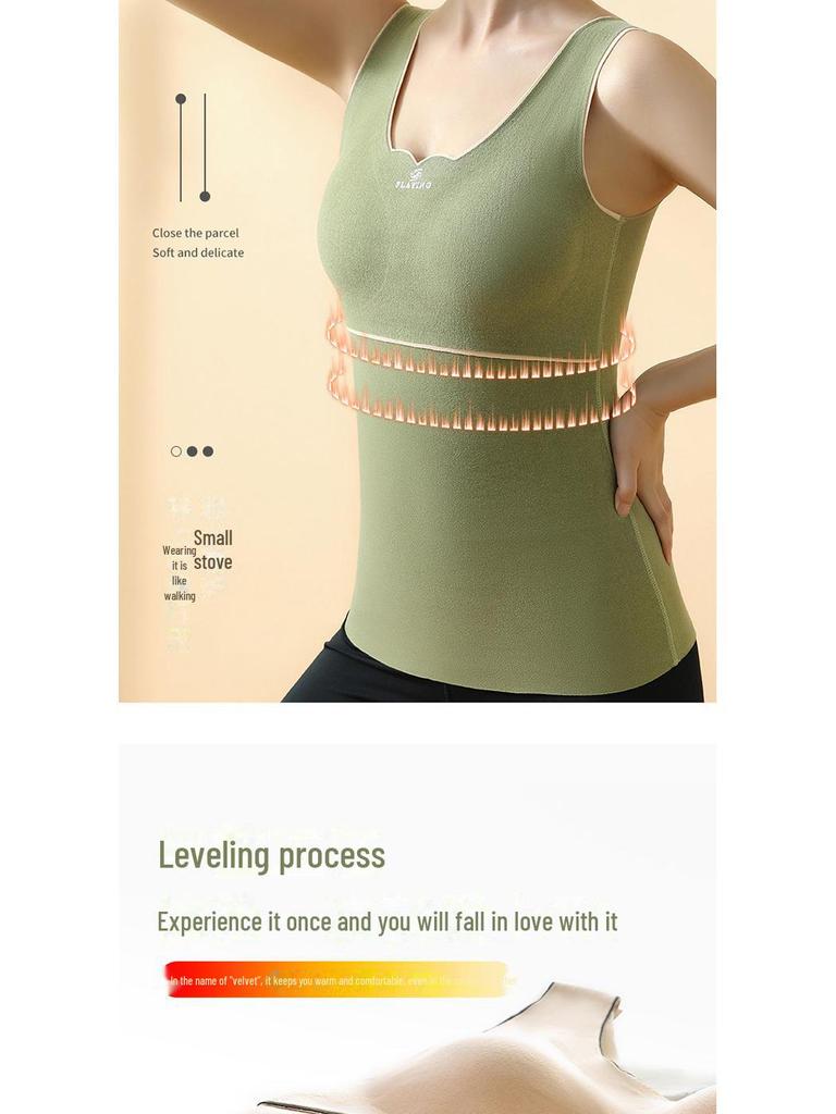 Женский теплый бархатный жилет Pro-Oxygen 2.0: Нижнее белье большого размера, бесшовное, с бархатом, с подогревом и нагрудной подкладкой.