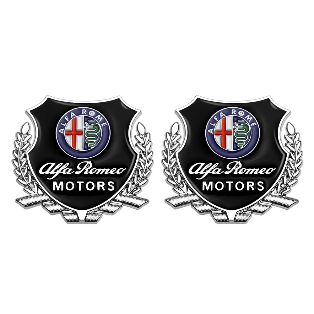 2pcs 3D Metal Emblem Design Car Body Window Decor Stickers Auto Styling For Alfa Romeo 159 Stelvio Volante Giulietta Mito 147 F1