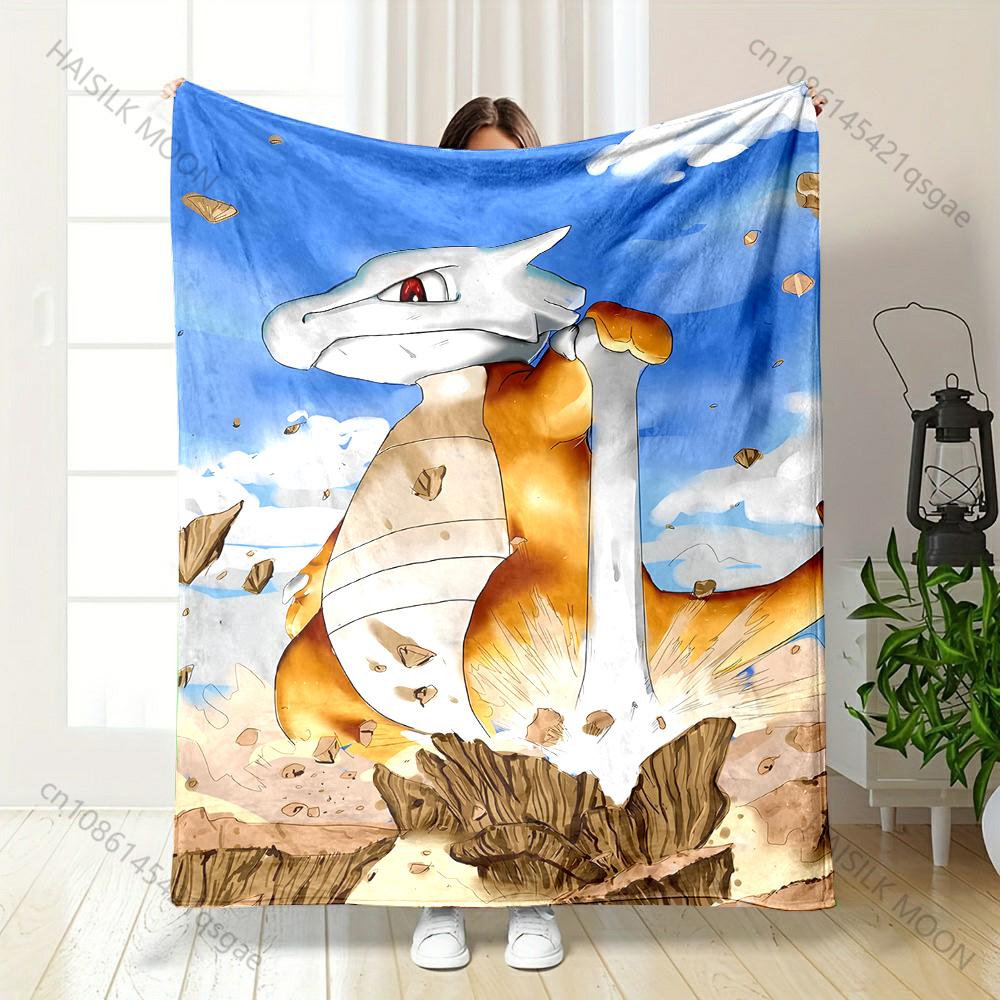 Multiple Sizes Pokemon Cubone Printed Blanket Flannel Fluffy Soft Blanket for Adult Kids Plush Sofa Bed Car Camping Luxury Gifts