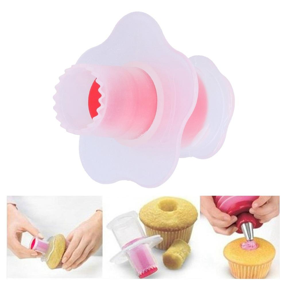 3pcs Pink Cake Core Remover Plunger Mechanism Cream Filling Decorating Tool Confectionery Making