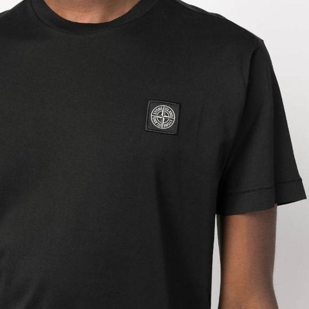 STONE ISLAND Мужская футболка с коротким рукавом и круглым вырезом, однотонная, с нашивкой с логотипом, весна-лето 2023, черная 101524113-V0029
