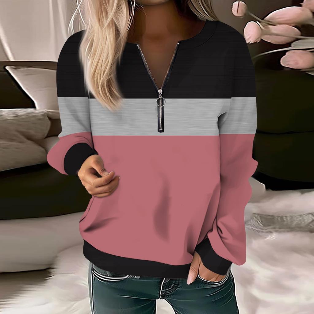 Женский повседневный свитер с длинным рукавом, на молнии, с принтом цветов, свитшот, повседневная верхняя одежда на осень