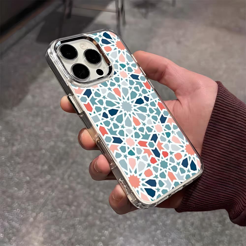 Приглушенная марокканская мозаика Чехол для телефона Для IPhone 17 Air 16 E 15 14 13 12 11 Plus Pro Max Гальванизированный Прозрачный Мягкий чехол