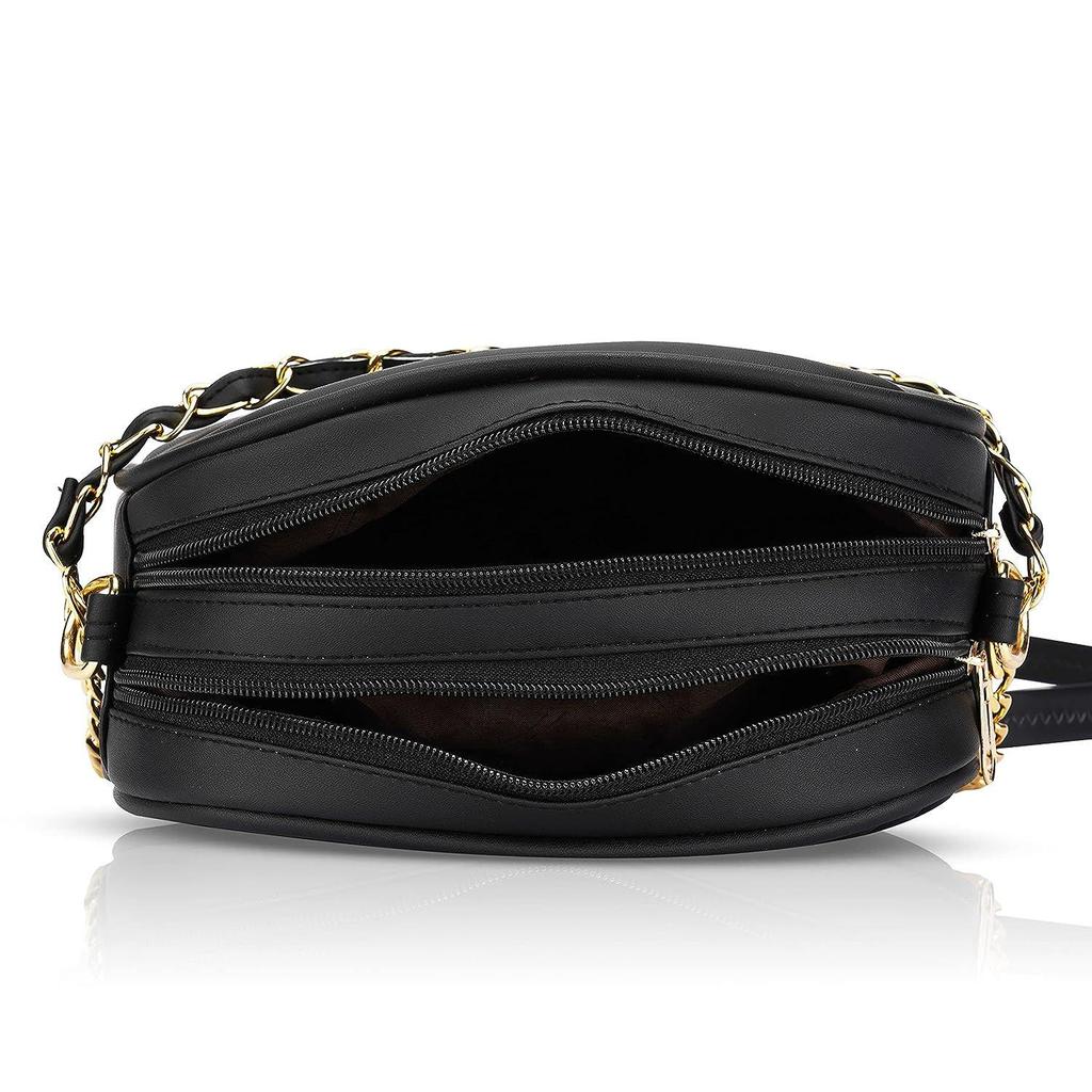 Voguish Quilted Sling Bag for Girls/Womens (Black) | Stylish Side Shoulder Crossbody Bags For Girls