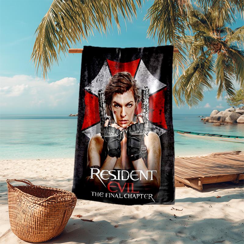 Resident Evil game, Umbrella Corporation, soft beach towel, outdoor camping vacation swimming beach towel, outdoor absorbent bath towel, Q7
