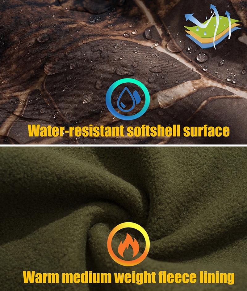 Men's Soft Shell Waterproof Camouflage Hunting Jacket Warm Fleece Lined Hooded Camo Hunt Clothes Military Tactical Coat Outdoor Windbreaker US Size